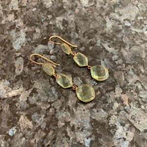 Peridot Gold Bezel Drop Earrings